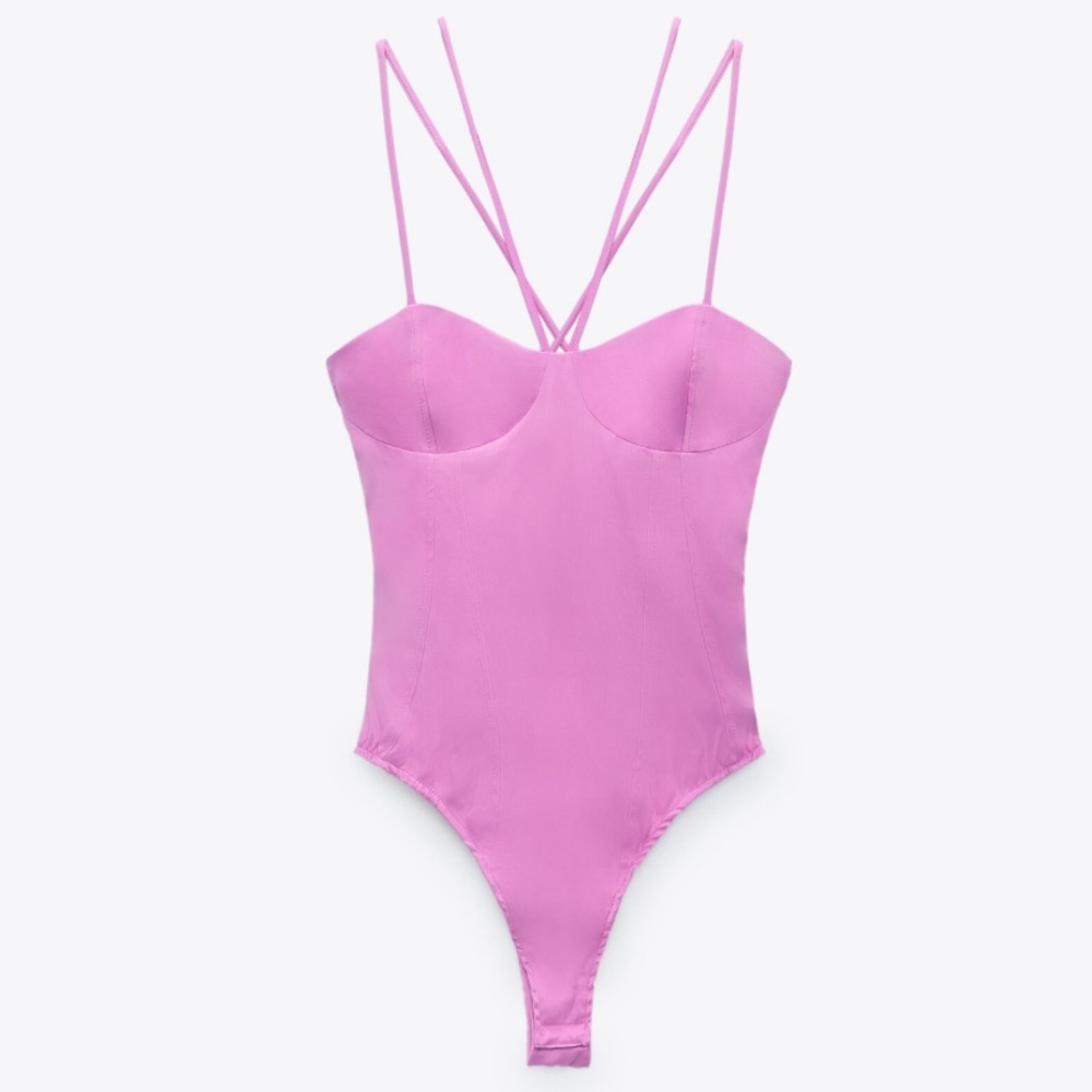 Zara satin Effect Strappy Bodysuit